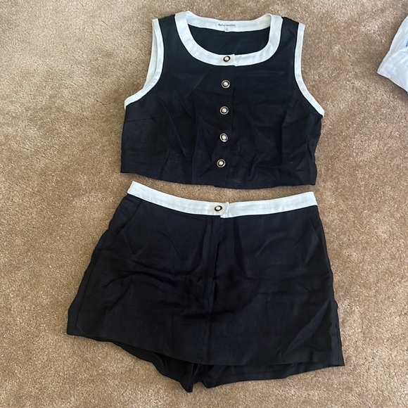 Reformation Roxy set top and skort black white roxie - Picture 4 of 5